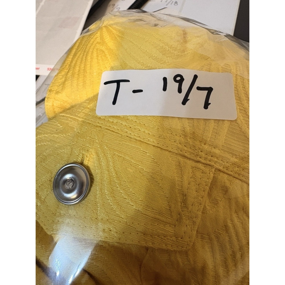 Laura Ashley Yellow Jacquard Fabric Floral Denim Jacket Silver Buttons Size L - Picture 7 of 7